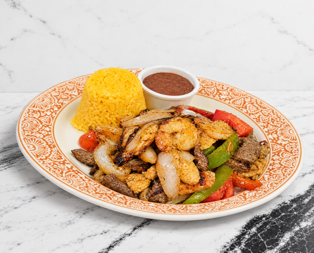 Fajitas Mixtas (Steak, Chicken & Shrimp)
